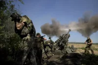 Ukrainian soldiers fire an M777 howitzer in the Donetsk region of Ukraine, June 2022. Tyler Hicks / New York Times / Redux