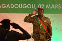Swearing Lieutenant Colonel Paul-Henri Sandaogo Damiba in as president of Burkina Faso, Ouagadougou, March 2022. Anne Mimault / Reuters