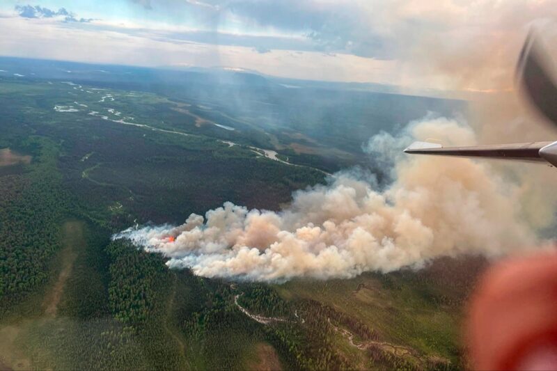 The Kichatna fire burning west of Talkeetna, Alaska