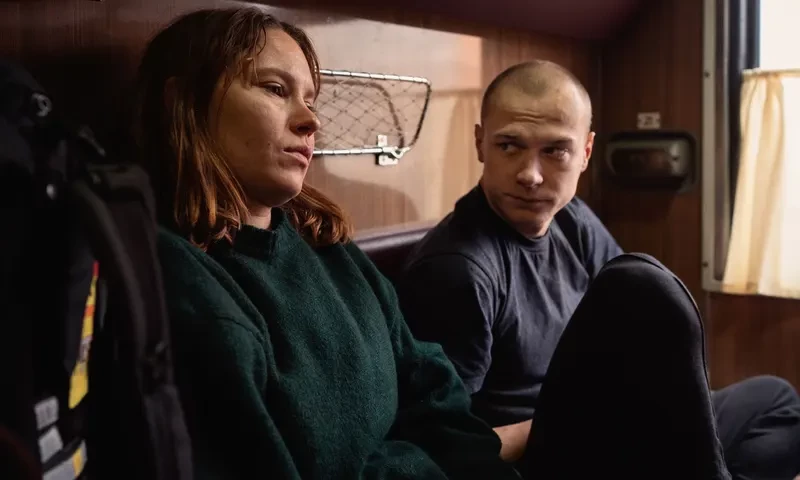 A Finnish woman and Russian man meet on the Trans-Siberian Express in Compartment No 6 (Hytti Nro 6), directed by Juho Kuosmanen, based on Rosa Liksom’s novel. Photograph: © 2021 Sami Kuokkanen Aamu Film Company