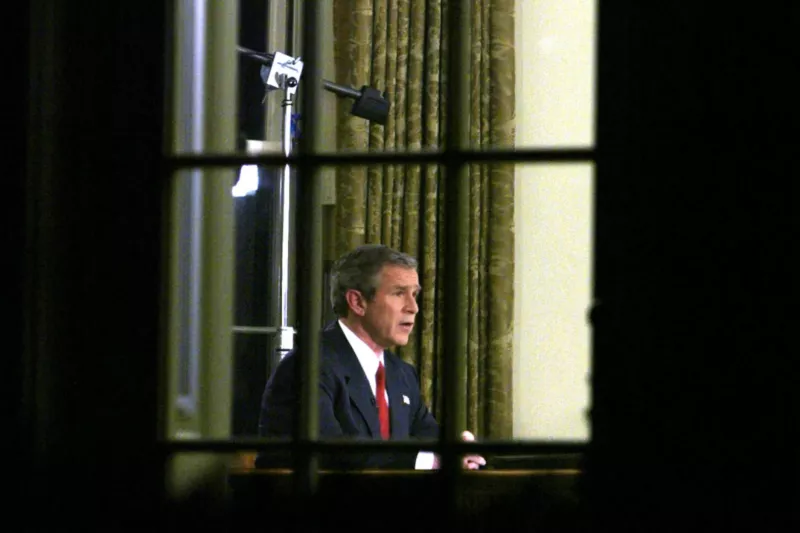 U.S. President George W. Bush announcing the start of the Iraq War, Washington, D.C., March 2003. Kevin Lamarque / Reuters