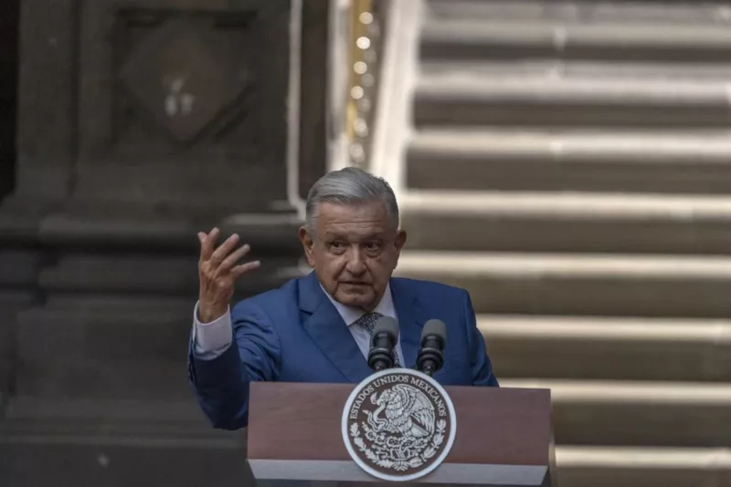 Mexican President Andrés Manuel López Obrador at the North American Leaders' Summit in Mexico City on Jan. 10. (Alejandro Cegarra/Bloomberg) 