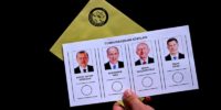Ballot papers in Ankara, Turkey showing candidates for the country's presidential election. Photo by Mustafa Ciftci/Anadolu Agency via Getty Images.
