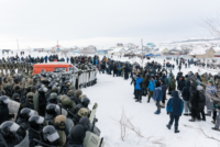 Riot police disperse protesters in the town of Baymak in Russia's central Bashkortostan region on Jan. 17. Anya Marchenkova/AFP via Getty Images