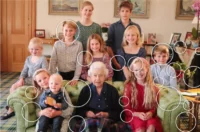 The photo, showing the Queen and 10 of her young relatives, was published last year. CNN has circled areas showing visible digital inconsistencies. Princess of Wales/Kensington Palace