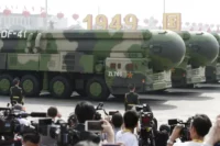 Showcasing intercontinental ballistic missiles during a military parade in Tiananmen Square, Beijing, October 2019. Jason Lee / Reuters